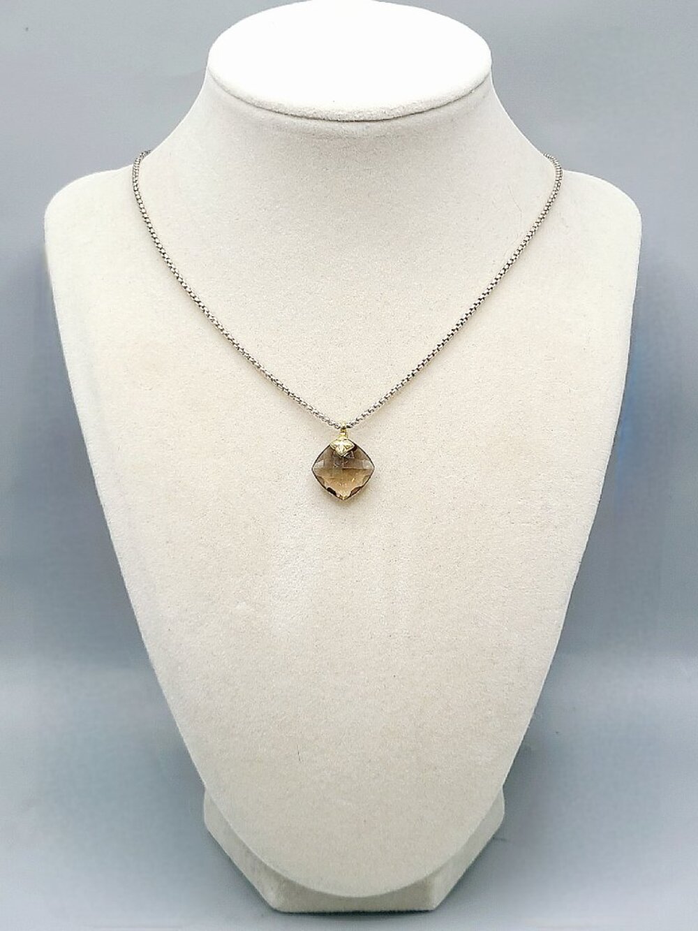 David Yurman Capri Pendant Necklace w/ Smoky Quartz and 18K Yellow Gold - 17.5"